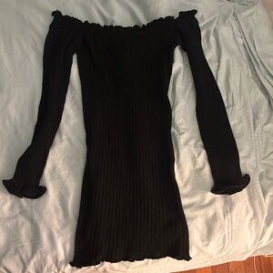 NWOT NAANAA Elegant Black Ribbed Dress | Size S/M